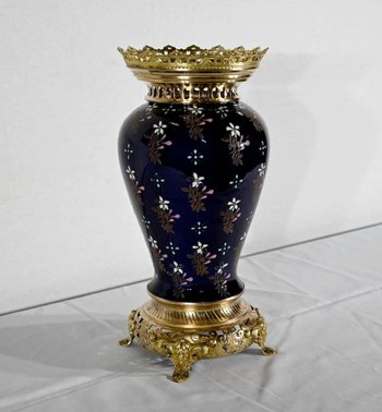 Ceramic and gilded bronze vase, Manufacture Boch Frères Keramis - End of XIXth century