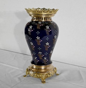 Ceramic and gilded bronze vase, Manufacture Boch Frères Keramis - End of XIXth century