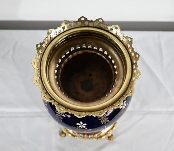 Ceramic and gilded bronze vase, Manufacture Boch Frères Keramis - End of XIXth century