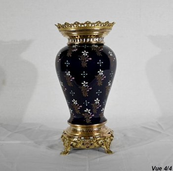 Ceramic and gilded bronze vase, Manufacture Boch Frères Keramis - End of XIXth century