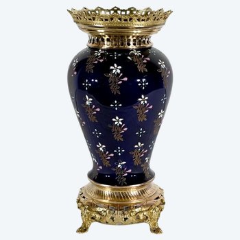 Ceramic and gilded bronze vase, Manufacture Boch Frères Keramis - End of XIXth century