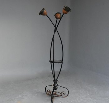 1940s Wrought Iron 3 Tulip Lamp Base