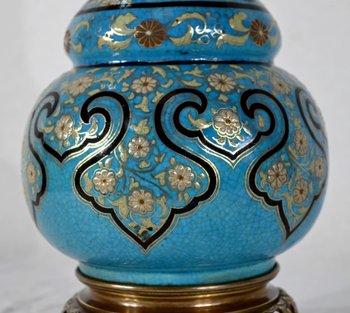 Coppia di lampade in porcellana e bronzo, Napoleone III - metà del XIX secolo
