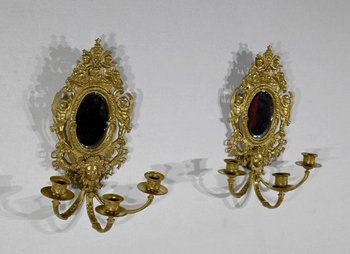 Paire d’Appliques Murales en Bronze Doré, époque Napoléon III – Milieu XIXe