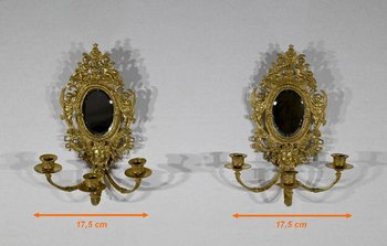 Paire d’Appliques Murales en Bronze Doré, époque Napoléon III – Milieu XIXe