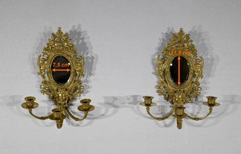 Paire d’Appliques Murales en Bronze Doré, époque Napoléon III – Milieu XIXe