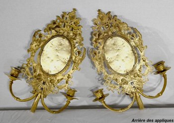 Paire d’Appliques Murales en Bronze Doré, époque Napoléon III – Milieu XIXe