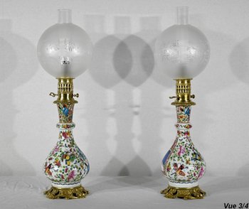 Coppia di lampade a olio, periodo Napoleone III - metà del XIX secolo