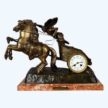 Importante Horloge en Régule « Course Romaine » de X.Raphanel – Fin XIXe