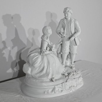 Earthenware " Couple of Galants ", after F.Boucher, Sèvres - End of XIXth century