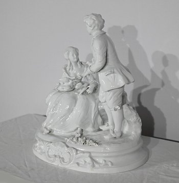 Earthenware " Couple of Galants ", after F.Boucher, Sèvres - End of XIXth century
