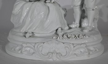 Earthenware " Couple of Galants ", after F.Boucher, Sèvres - End of XIXth century