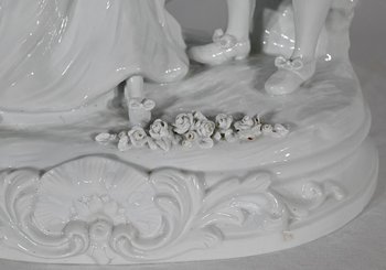 Earthenware " Couple of Galants ", after F.Boucher, Sèvres - End of XIXth century