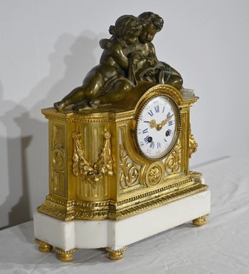 Bronze and marble clock, Louis XVI style, Napoleon III period - Middle 19th century