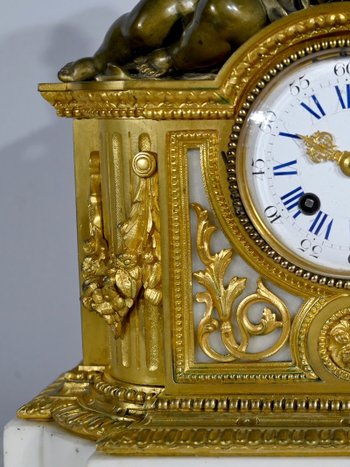 Bronze and marble clock, Louis XVI style, Napoleon III period - Middle 19th century