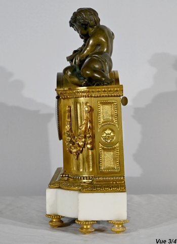 Bronze and marble clock, Louis XVI style, Napoleon III period - Middle 19th century