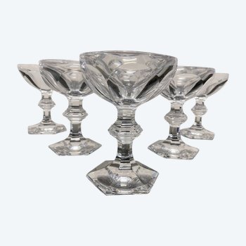 Baccarat - Harcourt Modello 6 Bicchieri Champagne Cristallo H: 13 Cm