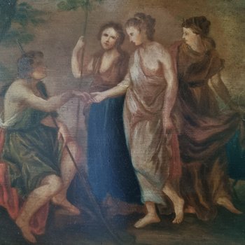 Ende des 18. Jahrhunderts, Das Urteil des Paris, Öl auf Tafel.