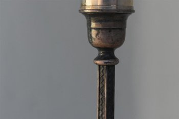 Rare Lampadaire En Métal Argenté Et Opaline Rose Par Maison Christofle époque 1900
