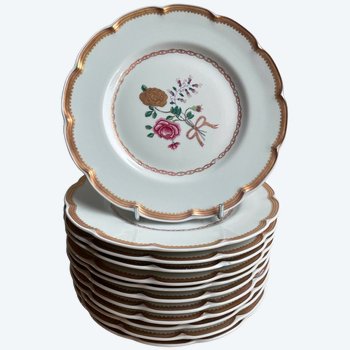 Haviland - Series Of 12 Flat Plates In Limoges Porcelain Model Au Charme Du Logis