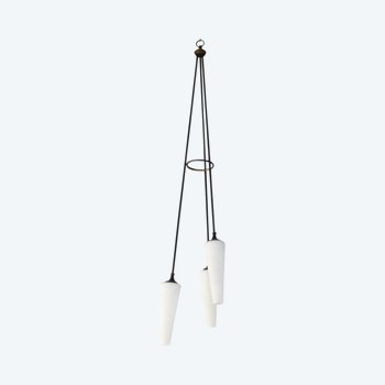 1950 Italian Metal Chandelier In Opaline Tulips 175cm