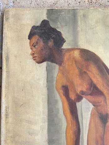 Portrait De Femme à La Jarre - Öl Auf Leinwand Anfang 20.