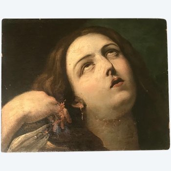 17th century painting Mary Magdalene in penitence workshop of Guido Réni Bologna