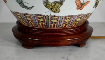 Bedeutende Lampe "Schmetterlinge" aus China Porzellan - 1960