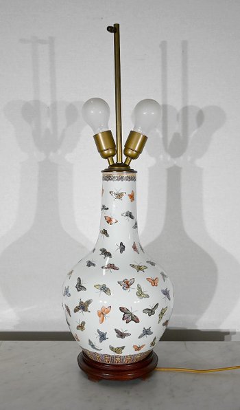 Bedeutende Lampe "Schmetterlinge" aus China Porzellan - 1960