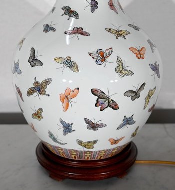 Bedeutende Lampe "Schmetterlinge" aus China Porzellan - 1960
