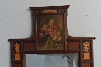 Large XIXth Inlaid Mirror With Decor Of Angels