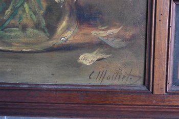 Large XIXth Inlaid Mirror With Decor Of Angels