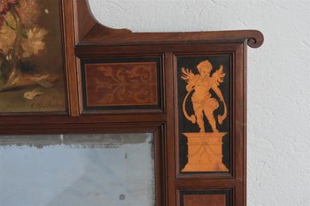 Large XIXth Inlaid Mirror With Decor Of Angels