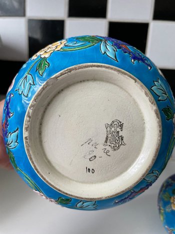 Emaux De Gien - Beautiful Pair Of Dragon Decor Vases Japonisant