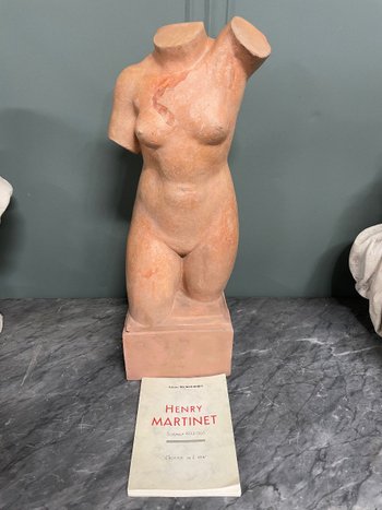 Skulptur Im antiken Stil Torso Der Venus Terrakotta Signiert Henri Martinet