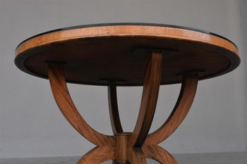 Tavolo con piedistallo Art Déco anni '30 in vetro di palissandro