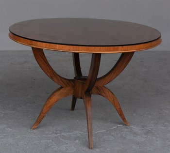Tavolo con piedistallo Art Déco anni '30 in vetro di palissandro