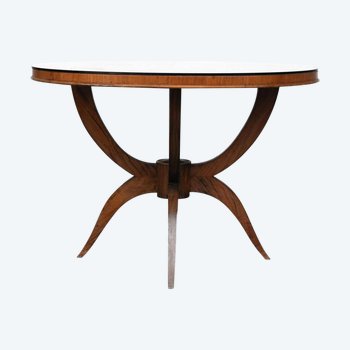 Tavolo con piedistallo Art Déco anni '30 in vetro di palissandro