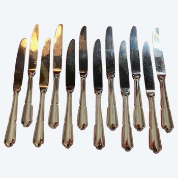 Nice set of 12 small silver plated knives model Spatours by Guy Degrenne