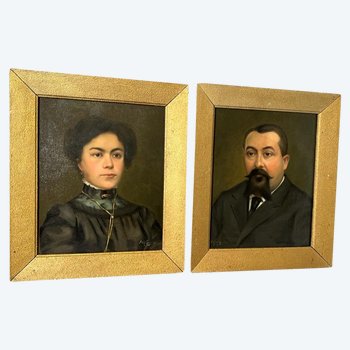Portraits Oil On Canvas Mr. And Mrs. Signed Gunnar Widforss 1909