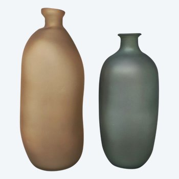 1970 Magnifique Paire de Vases en Verre de Murano par Dogi. Fabriqué en Italie