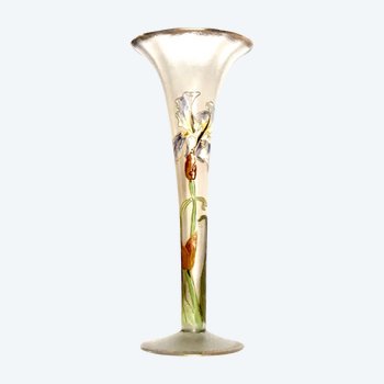 Daum Lagras art-nouveau enamelled vase