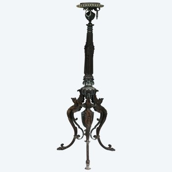 Sostegno Napoleone III In Bronzo Decorato Con Grifoni