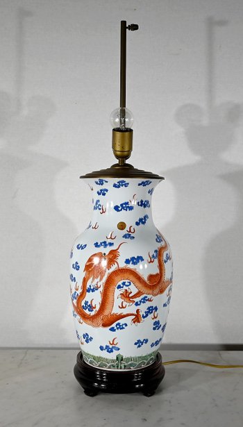 Bedeutende Lampe "Drachen" aus China Porzellan - 1960