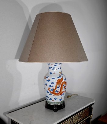 Bedeutende Lampe "Drachen" aus China Porzellan - 1960