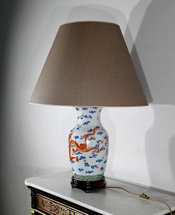 Bedeutende Lampe "Drachen" aus China Porzellan - 1960