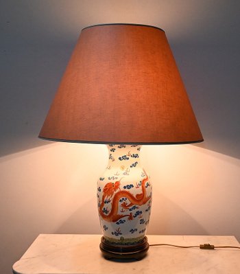 Bedeutende Lampe "Drachen" aus China Porzellan - 1960