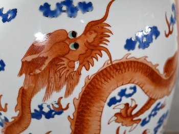 Bedeutende Lampe "Drachen" aus China Porzellan - 1960
