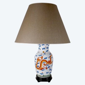 Importante Lampe « Dragons » en Porcelaine de Chine – 1960