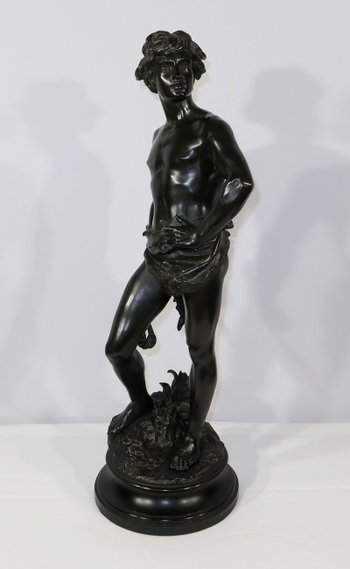 Important Bronze " David ", by A. Gaudez - End of XIXth century